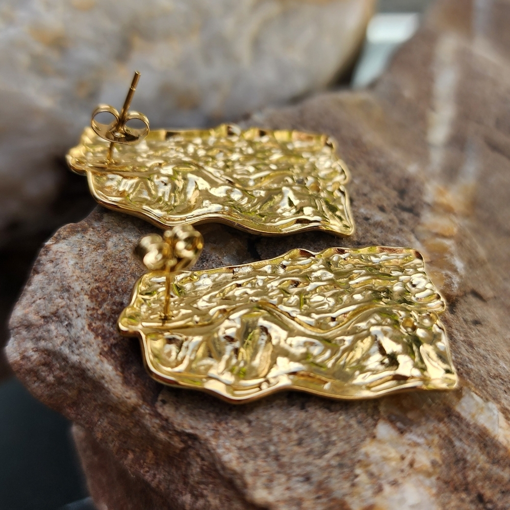 Cult gaia Earrings 18K Gold Plated Adjustable Solid Large Gold Sculptured - Picture 6 of 10